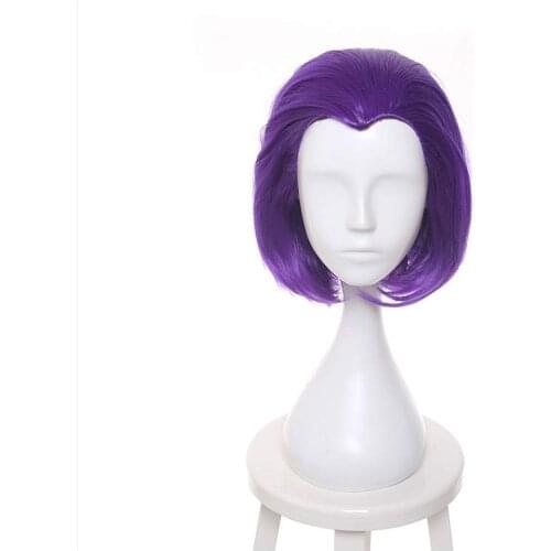 Brand New 35cm Purple Raven Cosplay Wigs Short Straight Heat Resistant Synthetic Hair Perucas Cosplay Wig + Wig Cap