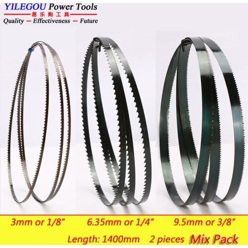 2 Pieces 8" Band Saw Blade 1400mm * (3, 6.35, 9.5mm) * 6/14Tpi. Wood Saw Blade Cutting Curve. 55" x 1/8", 1/4", 3/8" With 6,14T
