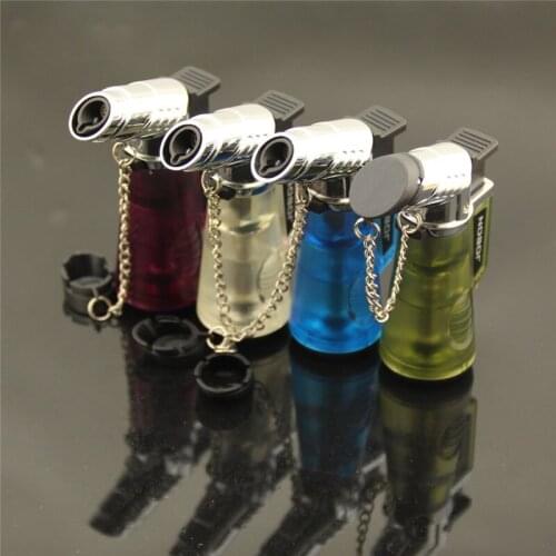 Transparent visible gas lighteBlue Flame Lighter Butane Torch Windproof Lighter Cigar Tube Kitchen Lighter Outdoor Turbo Lighter