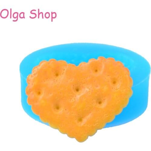 QYL054 30.7mm Heart Cookie Silicone Push Mold - for Fondant, Cake Decorating Tools, Dessert, DIY Biscuit Baking, Resin Food Safe