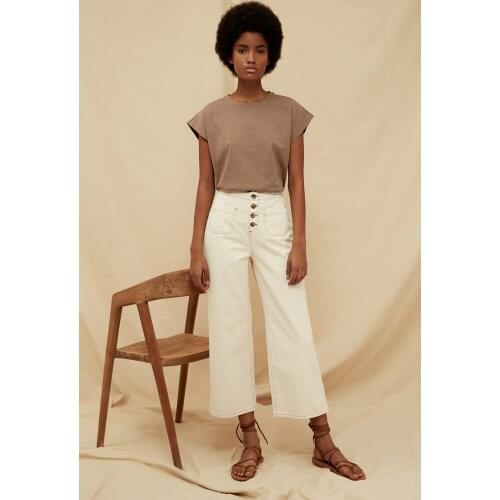 Trendyol Front Button High Waist Wide Leg Jeans TWOSS21JE0298