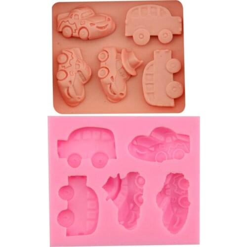Silicone Fondant Mold Sale New 5 Small Cars Shape Silicone DIY Cake Decoration Mold Handmade Chocolate Candy Mold Baking Tool