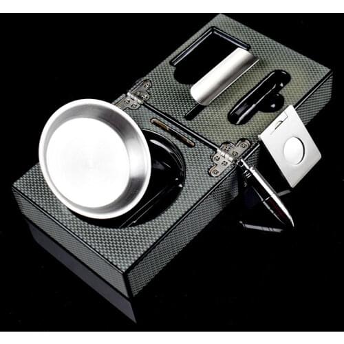 Fold Lattice Ashtray with Cigar Cutter and Bullet Punch Cigar Set, Best Gift