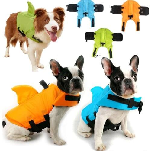 Dog Life Vest Summer Shark Pet Life Jacket Dog Clothes Dogs Swimwear Pets Dog Safety Swimsuit For Swimming Pool Beach