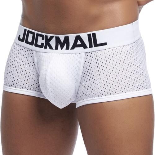 Jockmail boxer para hombre new low waist multicolor mesh men underwear hot sale bokserki meskie calzoncillos hombre slip cheap