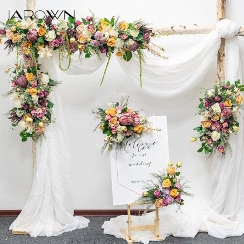 JAROWN Wedding Arch Arrangement Floral Artificial Flower Row Small Corner Flower Stage Background Home Party Welcome Area Decor