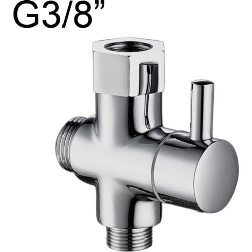 Bathroom Toilet Bidet Valve 3/8" Brass T adapter Diverter Chrome Plated Bidet Shattaf Sprayer Control Water Shut off Valve black