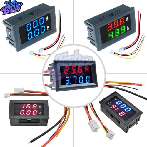 DC100V 10A 50A 100A Voltmeter Ammeter Blue Red Dual Amp Volt Voltage Current Meter Gauge Tester Panel Digital LED Display