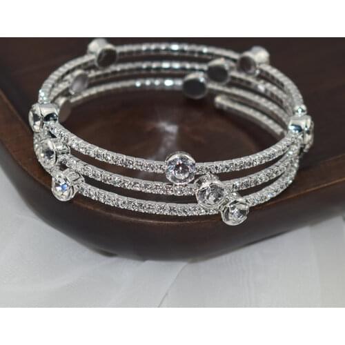 High Quality Fashion Crystal Womens Open Bangle Cuff Bracelets Girls Rhinestone Jewelry Party Wedding Accessories Best Gift