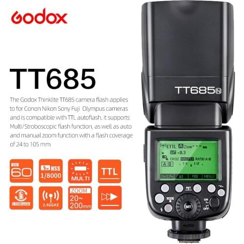Godox TT685C TT685N TT685S TT685F TT685O TTL High Speed 2.4GHz Camera Flash Speedlight for Canon Nikon Sony Fuji Olympus DSLR