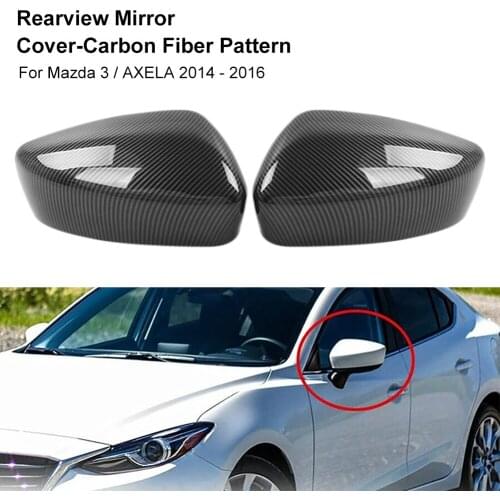 Car Rearview Mirror Cover Decorative Side View Mirror Cover Carbon Fiber Rear View Mirror Cover for Mazda 3 Axela 2014-2016