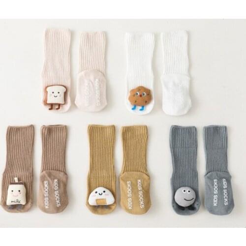 1 Pair Cartoon Baby Socks Children Breathable Knee Length Socks Solid Color Non-slip Floor Walking Socks Cotton Stockings G99C