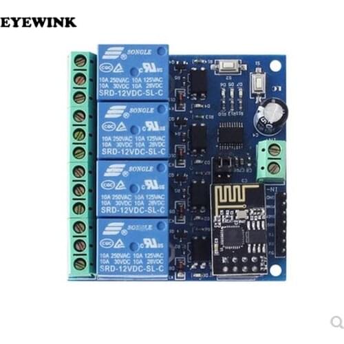 1pcs 5v/12V ESP8266 ESP-01 4 Channel WiFi Relay Module For IOT Smart Home Phone APP Controller Onboard ESP01