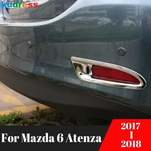 For Mazda 6 M6 Atenza 2017 2018 ABS Chrome Rear Reflector Fog Light Lamp Cover Trim Bezel Frame Garnish Auto Accessories