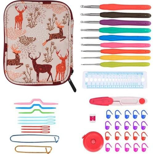 45Pcs Crochet Hook Set Ergonomic Soft Handle Crochet Needles Sweater Knitting Needles Hook Kit DIY Clothes Scarf with Bag