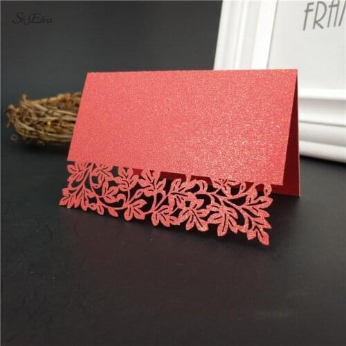 50pcs Fashion Pattern Laser Cut Table Place Card Wedding Decoration Party Favor Pearl Paper Table Place Card Wedding Supplies 7z