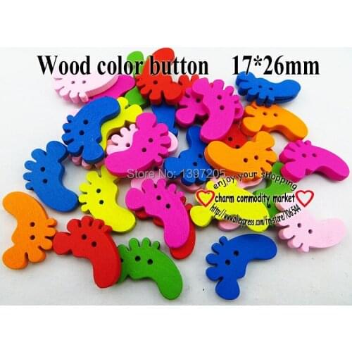 100PCS foot painting colors wood cartoons buttons coat boots sewing clothes accessories WCB-170