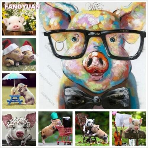 5D Diamond Painting Animal Pig Diy Full Rhinestones Drill Cross Stitch Kits Square Round Diamond Embroidery Mosaic Home Decor