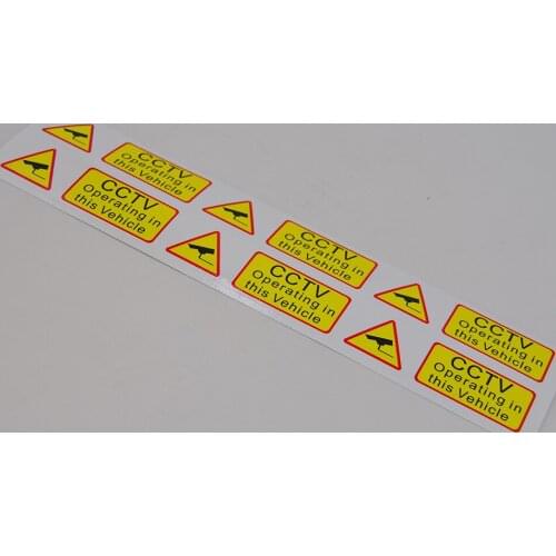 6PCS/Set CCTV Operating In This Vehicle Taxi Bus Car Security Stickers Warning Alert Waterproof Lables