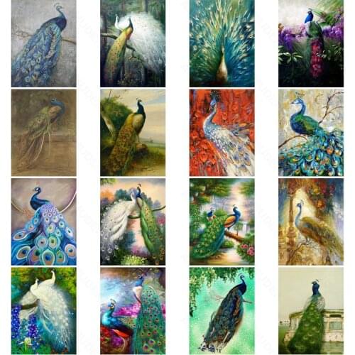 Diy Diamond Painting Peacock Beautiful Gorgeous Feather Fashion Art Simple Handmade Diamond Round Diamond Square Diamond