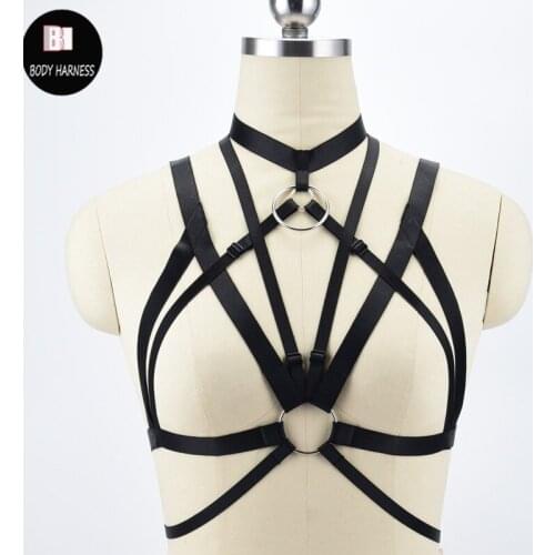 Bondage Lingerie Adjustable Body Harness Bra Cage Bra Belt with Circle bondage Harness