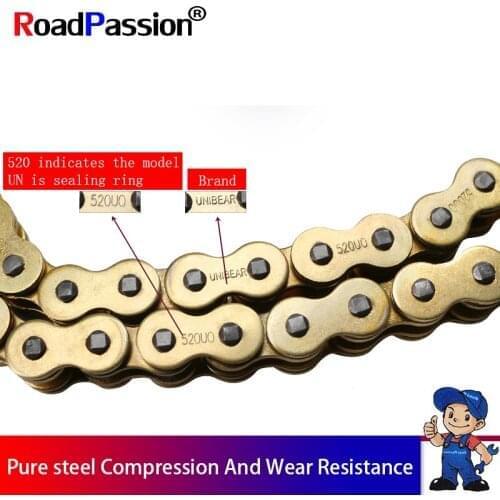 530*120 Motorcycle Drive Chain Parts 530 Heavy Duty Gold O-Ring Chain 120 Links For SUZUKI SUZUKI Hayabusa GSXR1300 1999 - 2007