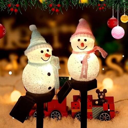 Garden Road Path Decorative Lighting LED Solar Snowman Spike Light Christmas Outdoor Garden Lawn Path Lamp Spotlight