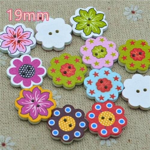 Wooden painted flower sewing button mix color handmade Scrapbooking Craft free shipping