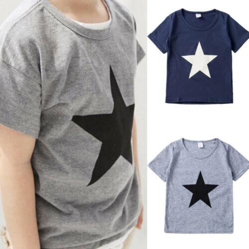 Toddler Kids Boys T-Shirt Short Sleeve Shirts Children Cute Tops Summer Infant Casual Cotton Tee Shirt