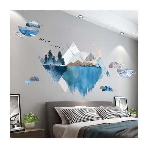 Painting Abstract Wall Stickers Landscape Month Creative Poster Paper Living Room Background Wall Decoration Wallpaper Wall Art