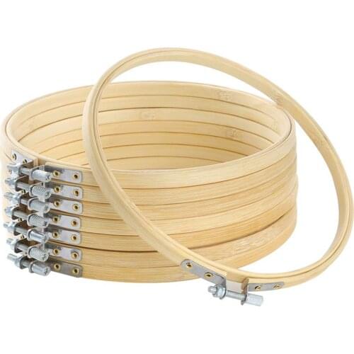 HOT SALE 7 Inch Embroidery Hoops Wooden Round Adjustable Bamboo Circle Cross Stitch Hoop Ring Bulk For Art Craft Handy Sewing