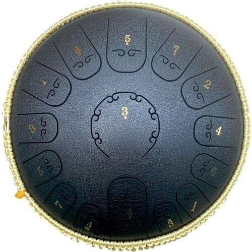 14 inch 15-Tone Carbon Steel Tongue Drum Mini Hand Pan Drums with Drumsticks Percussion Musical Instruments