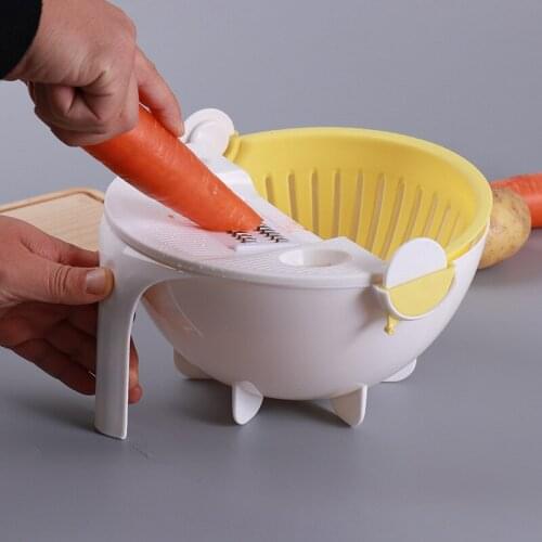 Multifunctional Vegetable Slicer With Rotating Drain Basket Potato Peeler Carrot Grater Cucumber Cutter Kitchen Accessories