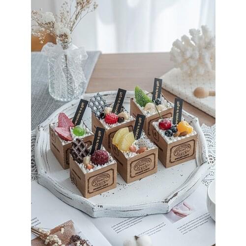 Simulation Cake Model Square Fruit Paper Cup Ins Decoration Scene Layout Dessert Table Decor Photo Props Wedding Home Ornaments