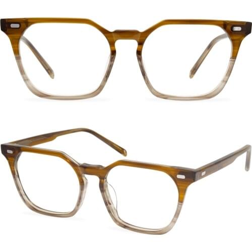 Fashion color stitching thin glasses frame acetate full frame polygonal glasses