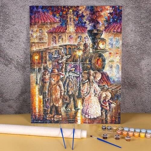Animals Express Painting By Numbers Package Oil Paints 50*70 Boards By Numbers Home Decor For Kids Handiwork For Drawing Art