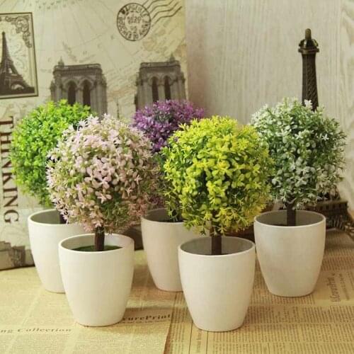 Outdoor Artificial Topiary Tree Potted Ball Plants Garden Outdoor Bonsai Home Decor Artificial Plants Artificial Decorations Re