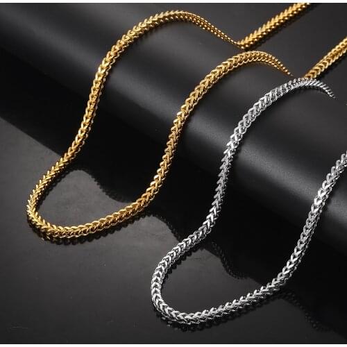 4MM 6MM 8MM Gold Necklace 8MM Big Men Chain Biker Punk Chain Curb Stainless Steel Chain Necklace Mens Jewelry ,24inches