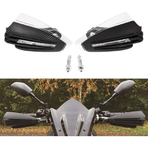 A Pair 7/8'' Carbon Fiber 12V LED Motorcycle DRL Turn Signal Brush Handle Bar Hand Guard Protector Motorcycle Accessories