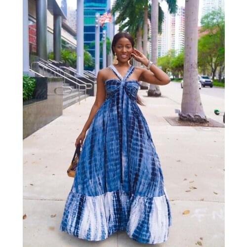 2021 New Arrival Fashion Design Dress Striped Spaghetti Strap Summer Beach Loose Maxi Dress Vestidos