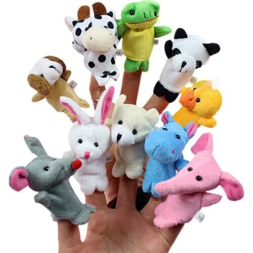 10pcs/lot Stuffed Dolls Finger Puppets Cartoon Animals Baby Favor Toys Dolls Kid Children Learning Educational Toy Gift MR96