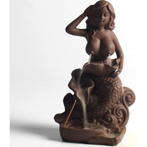 Fish Girl Incense Burner Joss Stick Holder Incense Censer Meditation Living Room Bathroom Durable Incense Sticks Home Decor Z280