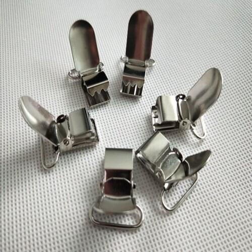 Braces Clips Strap Hooks 20 mm Silver Coloured Metal Hook Pacifier Suspender Clips for Jacket Clothes Accessories 20 pcs/lot
