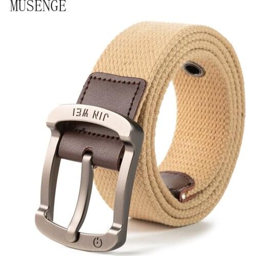 Belt Male Canvas Belts for Men with Fashion Metal Buckle Pins Military Casual Belts Belts for Women Black Jeans Trouser Belts