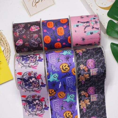 DIY Handmade Materials Printed Halloween Grosgrain Ribbon 50 Yard Per Size 57779