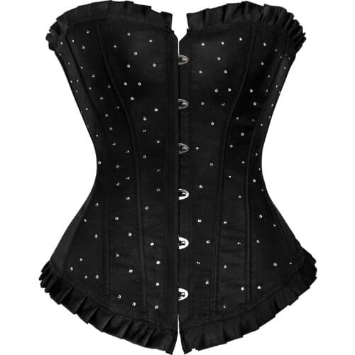 Women Sexy Rhinestone Print Straps Overbust Corset Burlesque Vintage Pattern Slim Corset Bustier Sling Lingerie Top