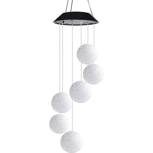 Solar LED Wind Chime Lights Crystal Ball Color Changing Spinner Lamp Garden Outdoor Mobile Hanging Patio