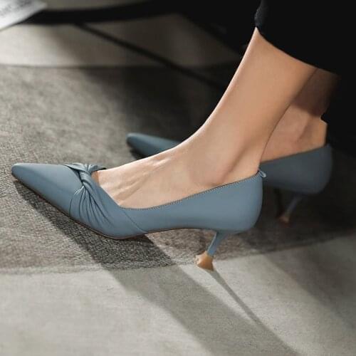 ALLBITEFO natural genuine leather women heels shoes spring fashion White nude party wedding shoes high heel shoes high heels