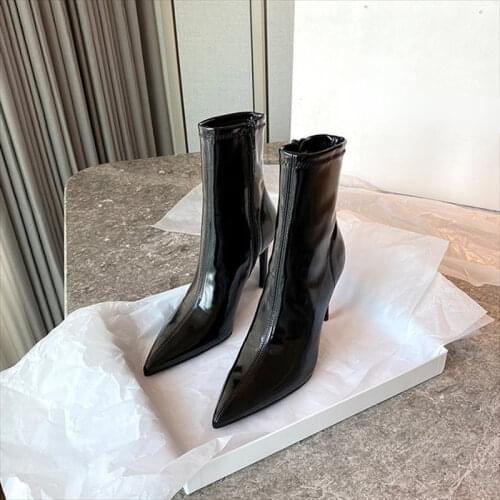 Sexy Pumps 2021 Winter New Designer Zipper Pointed Toe Ankle Boots High Heels Fashion Snow Party Boots Warm Casual Women Shoes