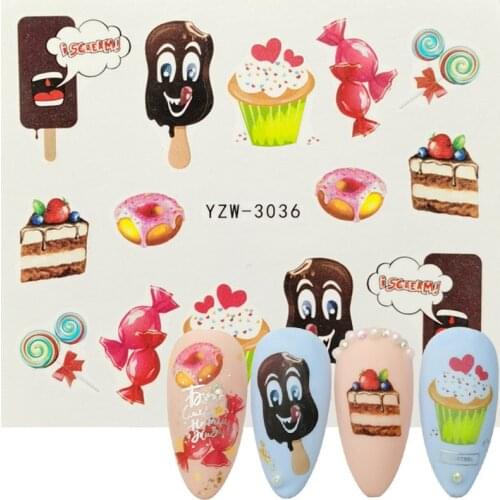 2020 New Arrivals Nail Sticker Ice Creams Cake Water Decal Accessories Summer Designs Manicure Slider Nail Art Transfer Sticker